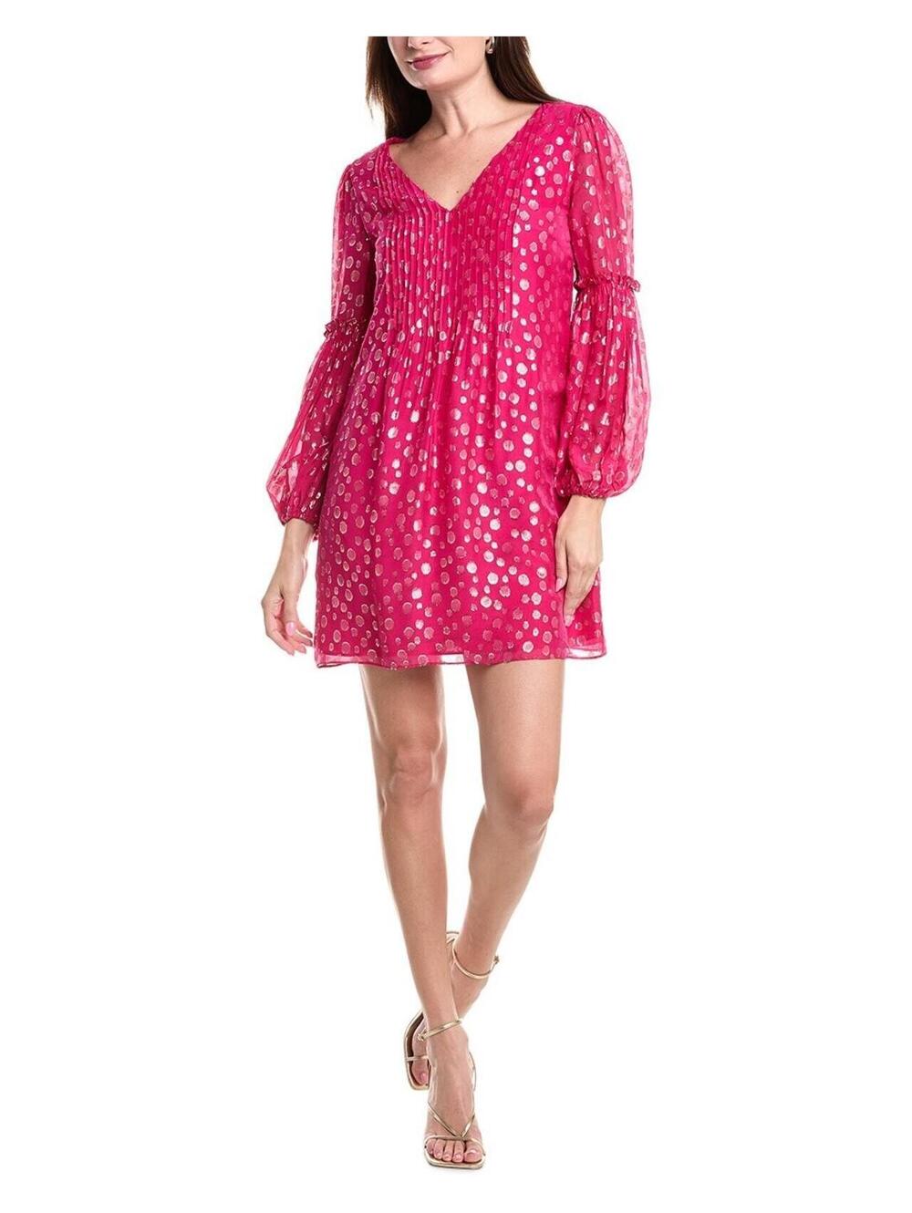 NWT Lilly Pulitzer Cleme Pink Silk‑Blend Blouson Mini Dress Size 4